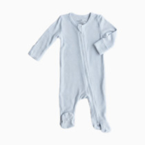 Caden Lane Bamboo Waffle Zipper Footie - Ice Blue, 0-3 M