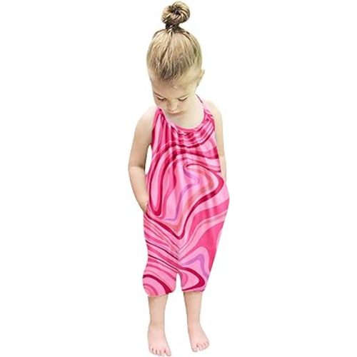 Baby Backless Strap Slouch Jumpsuit for Toddler Girls Cute Harem Halter Romper Pants with Pockets