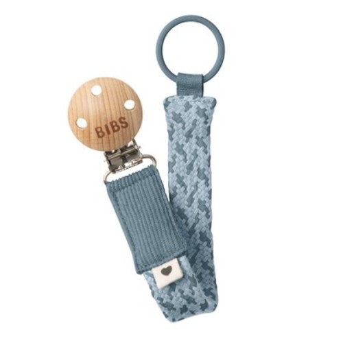 Bibs Braided Pacifier Clip, Color: Petrol/Baby Blue