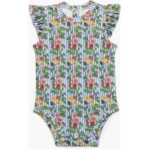The Jille Ruffle Onesie, Geranium Stripe - Hill House Home | Maisonette