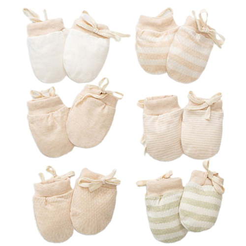 EASTIN Baby Mittens Cotton Soft 6 Pairs Adjustable No Scratch Mittens Newborn Gloves