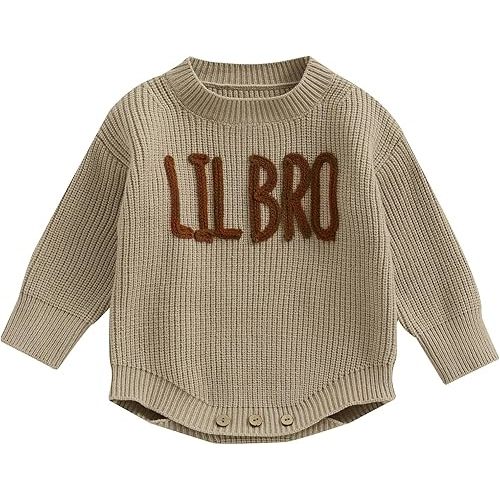 Big Brother Little Brother Matching Outfits Toddler Baby Boy Knit Sweater Romper Fall Winter Clothes