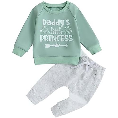 BeQeuewll Baby Girl Valentines Day Outfit Long Sleeve Heart Print Sweatshirt Jogger Pants 2Pcs Baby Girls Valentine Clothes
