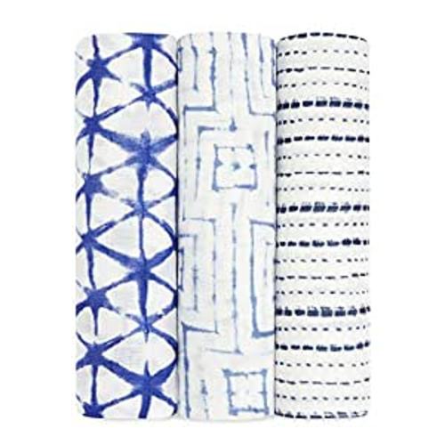 Amazon.com: aden + anais Silky Soft Swaddle Blanket,100% Bamboo Viscose Muslin Blankets for Girls & Boys, Baby Receiving Swaddles, Ideal Newborn & Infant Swaddling Set, 3 Pack, Indigo Shibori : Baby