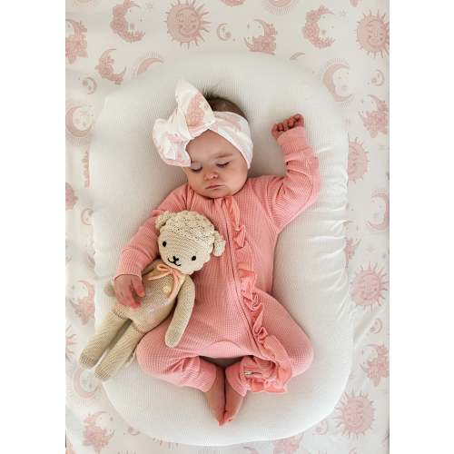 Frill Zip Romper | Marshmallow Waffle - Little & Fern