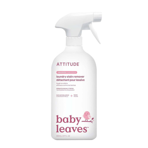 ATTITUDE Baby Laundry Stain Remover, Plant and Mineral-Based Ingredients, Vegan and Cruelty-free Household Products, Unscented, 27.1 Fl Oz