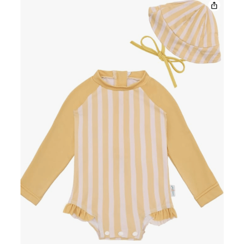 babygoal Baby Girls Long Sleeve One Piece Rash Guard Swimsuit with Zipper, UPF 50+ Sun Protection