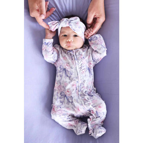 Leighton's Lavender Ruffle Zipper Footie | Caden Lane