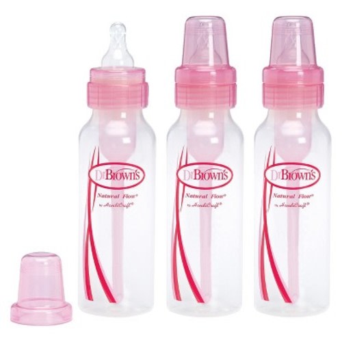 Dr. Brown's Natural Flow Anti-Colic Baby Bottles - Pink - 8oz/3pk