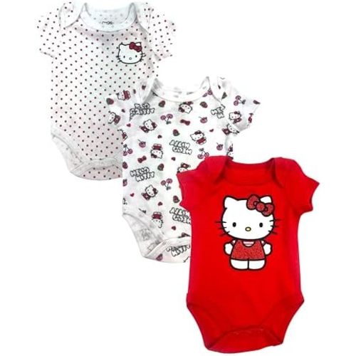 Hello Kitty Baby Girls’ 3-Pack Bodysuit – Infant Cotton Onesies Clothing Set