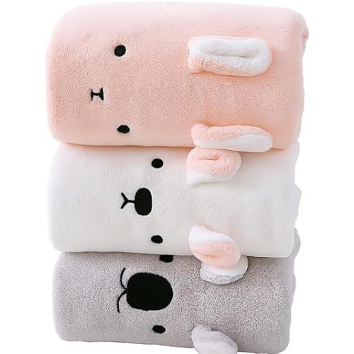 PRESH BATH & HOME 3-Pack Toddler Bath Towel Large 57x27 Inch | Hooded Kids Towels Baby Bath Towels for Boy & Girl | Baby Towels for Newborn | Ultra-Soft and Quick Dry (White, Pink & Gray)