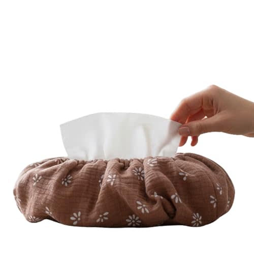 Baby Wipes Cover – Universal Size, One Size Fits All Wipes Packages | Muslin Cotton Tissue Cover for Nursery, Diaper Bag & Changing Table, Station | Gingham & Neutral Patterns (Caramel Daisy)