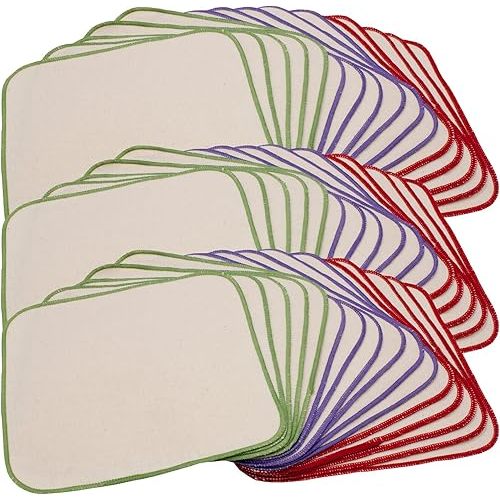 OsoCozy Unbleached Flannel Cloth Baby Wipes - Reusable & Washable Saves Money - 100% Cotton - Soft and Durable - Colorful Stitching - 8 x 8 inches - Three 15 Packs
