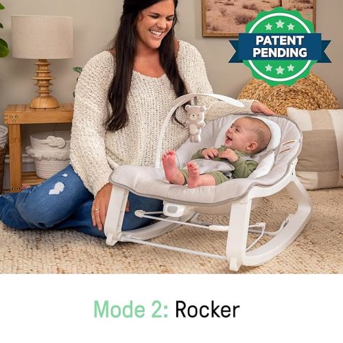 Ingenuity Keep Cozy 3-in-1 Grow with Me Vibrating Baby Bouncer Seat & Infant to Toddler Rocker, Vibrations & Toy Bar, 0-30 Months Up to 40 lbs (Linden)