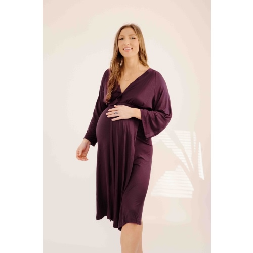 Amelia Labor & Postpartum Gown in Plum – Lila