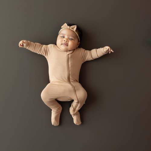 Zippered Footie in Latte