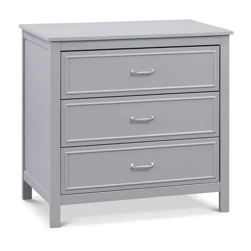 daVinci Charlie 3 Drawer Dresser - GREENGUARD Gold Certified Small Dresser with Drawers Chest for Nursery - Bedside Nightstand - Wooden Cabinet for Bedroom, Living Room, Closet - Easy Assembly, Grey