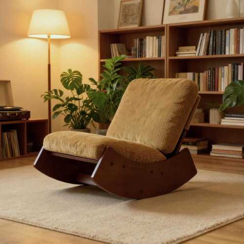 Ebern Designs Rocking Chair Corduroy Fabric Upholstered Tall Back Glider Rocker Rocking Accent Chair Comfy Single Sofa Side Chair for Living Room Bedroom Hotel, Bedroom & Reviews | Wayfair