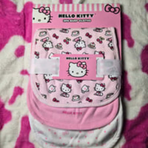 Baby Girl Hello Kitty Cherry & Tea 3-Pack Burp Cloths - New