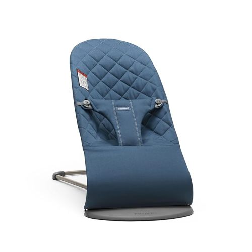 BabyBjörn Bouncer Bliss, Midnight Blue, Woven, Classic Quilt | 2-in-1 AdjustableBaby Bouncer Seat and Toddler Chair, Newborn to Toddler (8-29 lbs), 4 Positions, Lightweight & Portable