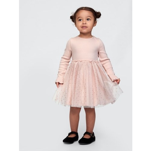 babyGap 2-in-1 Ruffle Tulle Dress in dull rose pink, size: 12-18 M