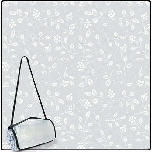 Picnic Blankets 79"x79" Extra Large Outdoor Blanket Beach Blanket Waterproof SandProof Picnic Mat Washable Foldable Portable for Grass Lawn Beach Camping (Gray Leaves)