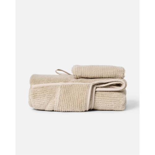 The Ribbed Hooded Towel + Bath Mitt - Oatmeal