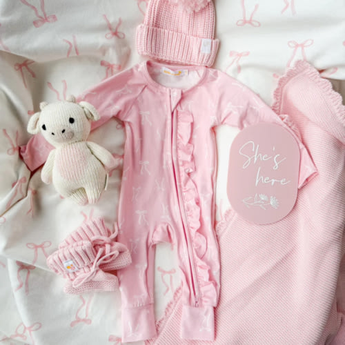 Frill Zip Romper | White Bows *FEB PRE-ORDER*