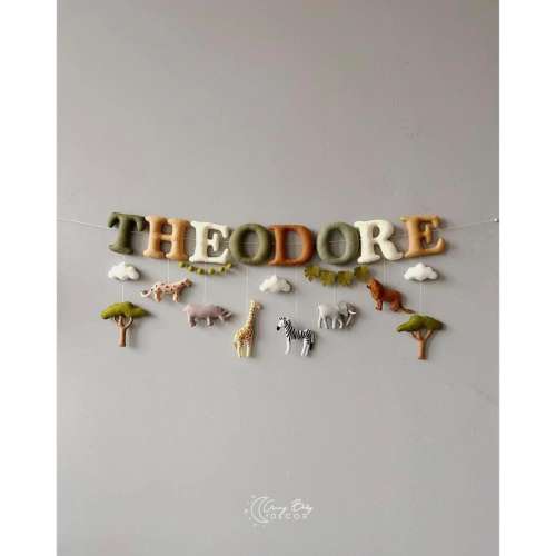 Custom Felt Name Banner: Safari Nursery Decor, Jungle Garland
