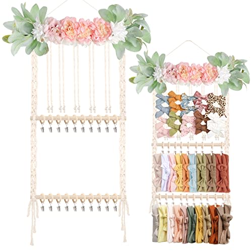 POVETIRE Headband Holder - Hair Bows Organizer & Display Storage Wall Hanging Decor for Baby Nursery & Toddler Girls Room
