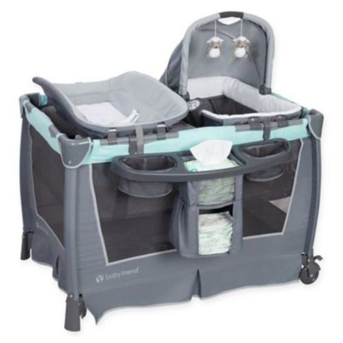 Baby Trend® Retreat Nursery Center Playard in Grey/Mint - GREY/MINT - PLAYARD