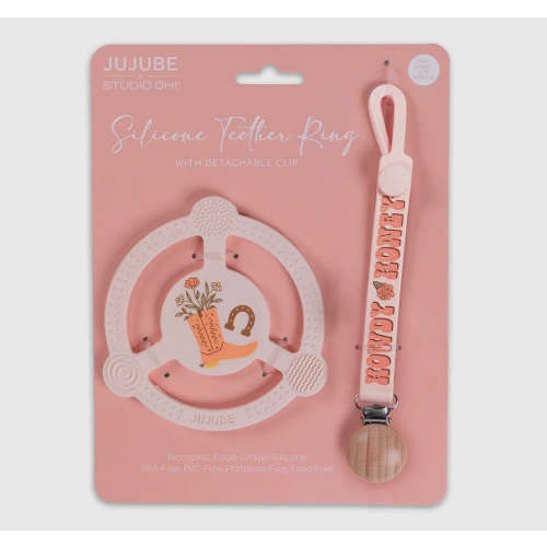 Blooming boot baby silicone teething ring / clip