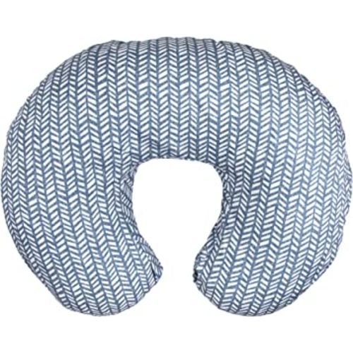 Boppy Nursing Pillow and Positioner—Original | Blue Herringbone | Breastfeeding, Bottle Feeding, Baby Support | with Removable Cotton Blend Cover | Awake-Time Support