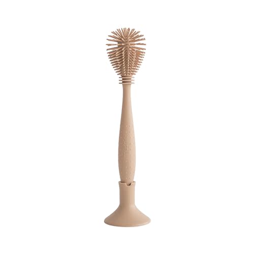 mushie Baby Bottle Brush | Soft Silicone with Suction Base (Natural)