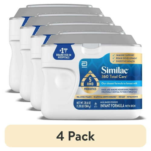 (4 pack) Similac 360 Total Care Baby Formula Powder, 20.6-oz Tub