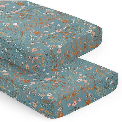 Sweet Jojo Designs Boho Wildflower Vintage Floral Girl Baby Fitted Crib Sheet Set Infant Newborn Nursery Toddler Bed Room Standard Mattress 2p Daisy Botanical Paisley Leaf Flower Bohemian Farmhouse