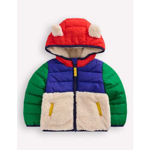 Mixed Borg Jacket-Multi Colour Block