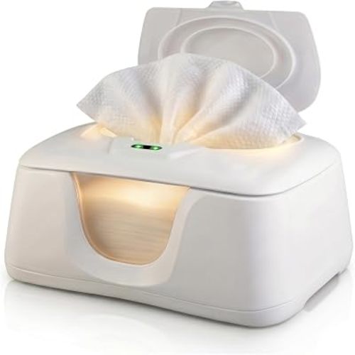 Wet Wipe Warmer | Dispenser for Baby, Make Up, Adult Care - Auto Off Lights for Nighttime Changes, Dual Heat for Comfort, Top Heating, Moisture Lock Silicone and Large Capacity- Amazon only