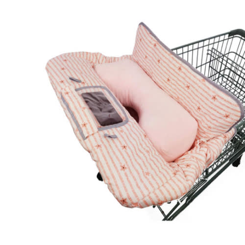 Shopping Cart Cover for Baby/Toddler 2-in-1 High Chair Cover, Easy Attach & Remove, with Cellphone Holder, Pink Strip Star
