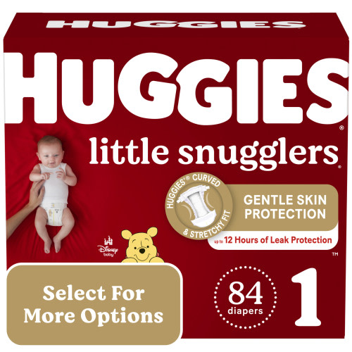 Huggies Little Snugglers Baby Diapers, Size 1 (8-14 lbs), 84 Ct (Select for More Options)
