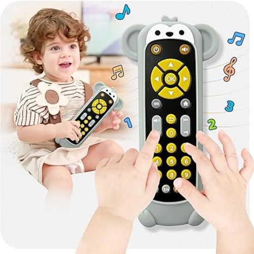 Baby Remote Control Toy with Monkeys Silicone Cover - Educational Musical Baby Toddler Toys with Realistic Play, Lights, and Sounds - 6, 9, 12, 18 Month Boys Girls Toys Gift