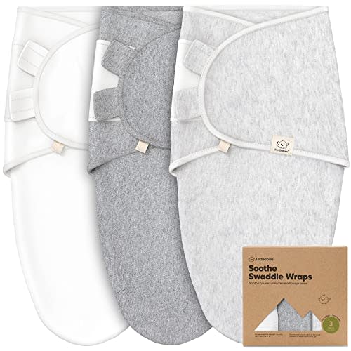 KeaBabies 3-Pack Organic Baby Swaddle Sleep Sacks - Newborn Swaddle Sack, Ergonomic Baby Swaddles 0-3 Months,Swaddles for Newborns,Baby Sleep Sack,Baby Swaddle Blanket Wrap,Baby Essentials(Cloud)