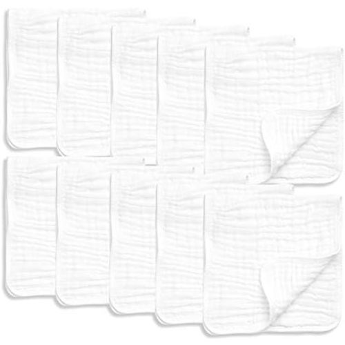10 Pack Large Muslin Burp Cloths 6 Layer Extra Absorbent Wash Cloth