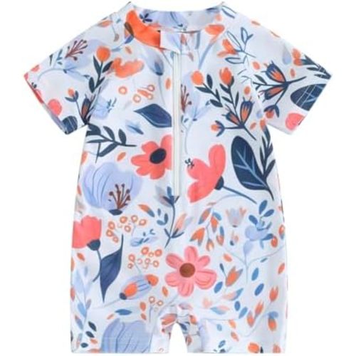 Hnyenmcko Infant Baby Boy Girls Rash Guard Swimsuit Short Sleeve Zipper Bathing Suit Toddler One Piece Swimwear Sunsuit
