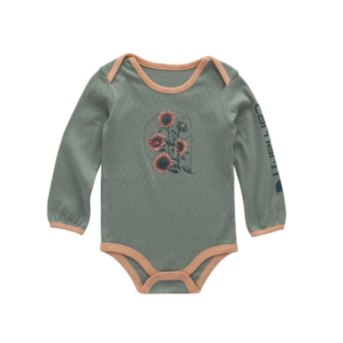 Baby Carhartt Floral "C" Long Sleeve Onesie | SCHEELS.com