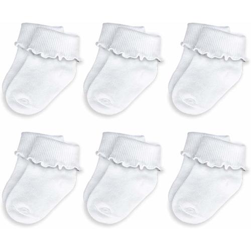 Baby Girls Socks 6/12 Pack Ruffle Ripple Edge Turn Cuff Ankle Socks Toddlers Infants 12 months