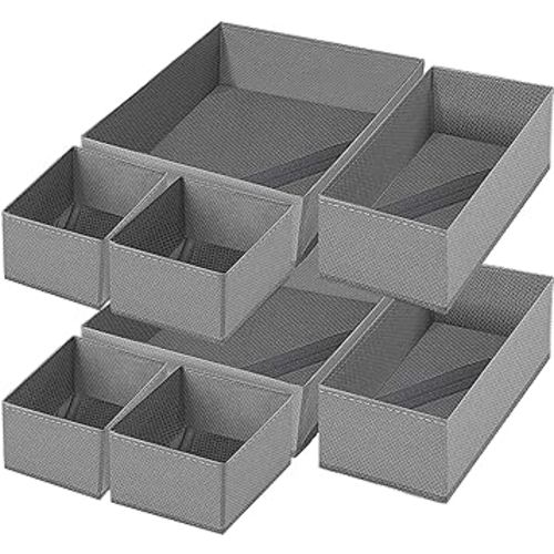 TOUYINGER Clothes Drawer Organizer, 8 Packs Foldable Drawer Organizer for Clothing, Underwear Drawer Organizer, Closet Organizer and Storage Box for Clothes, Underwear, Bras, Ties, Socks
