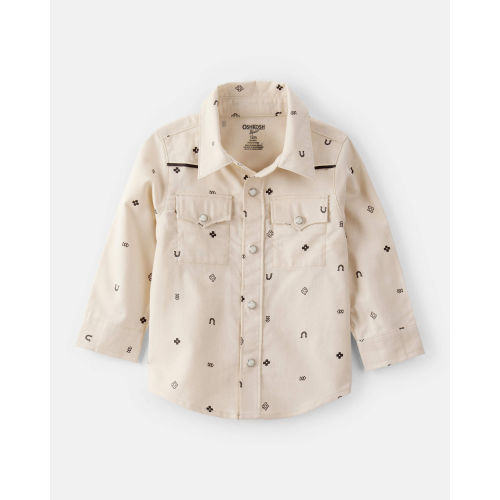 Baby Boy Western Print Cotton Long-Sleeve Button-Down Shirt - Ivory - OshKosh | Carter's