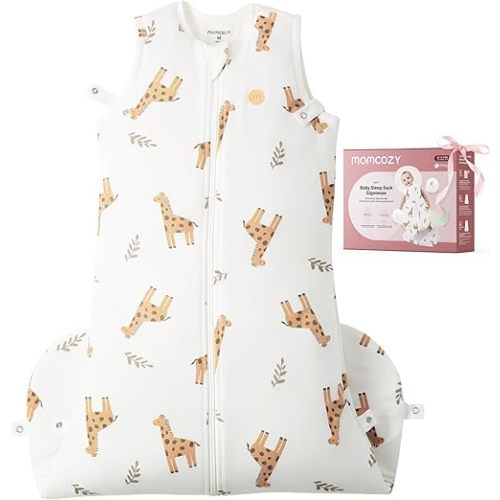 Momcozy Sleep Sack for Baby 0-6 Months, 1.5 TOG Baby Wearable Blanket with Supportive Plush Filling, Two-Way Zipper for Easy Diaper Changes, Snap-Fit Design for Growing Babies, Small, Giraffe
