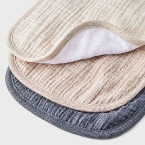 Baby 3pk Muslin Burp Cloth - Cloud Island™: Cotton, 0-12 Months, 19.5" x 8.25", Recycled Content